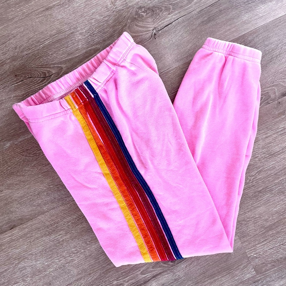 Aviator Nation pink sweatpants with stripes